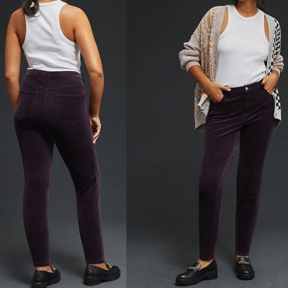 Anthropologie Pilcro High-Rise Skinny Corduroy Pants Eggplant